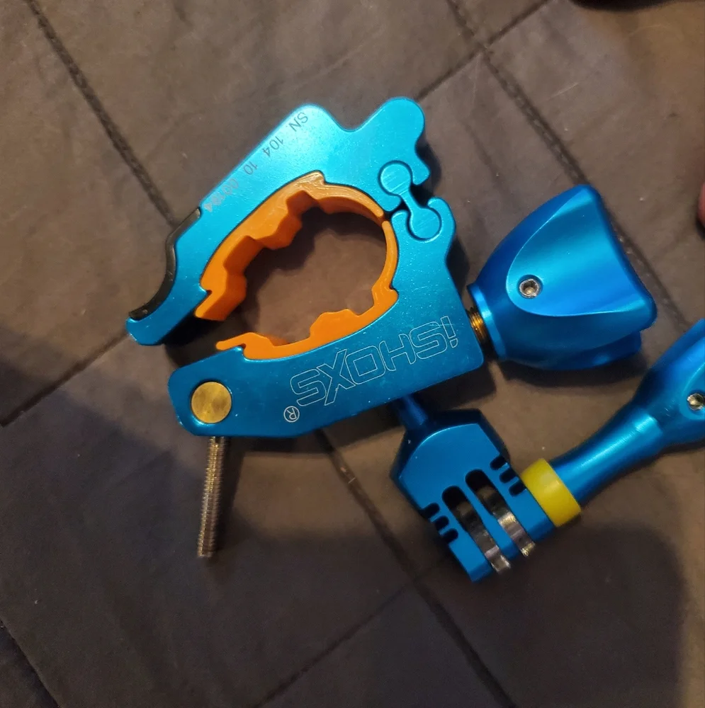 Blue and Orange Tripod Mount Clamp